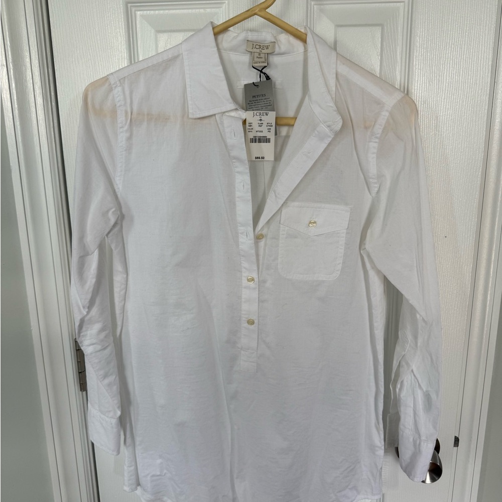J. Crew Women’s White Long-Sleeve Cotton Popover Shirt